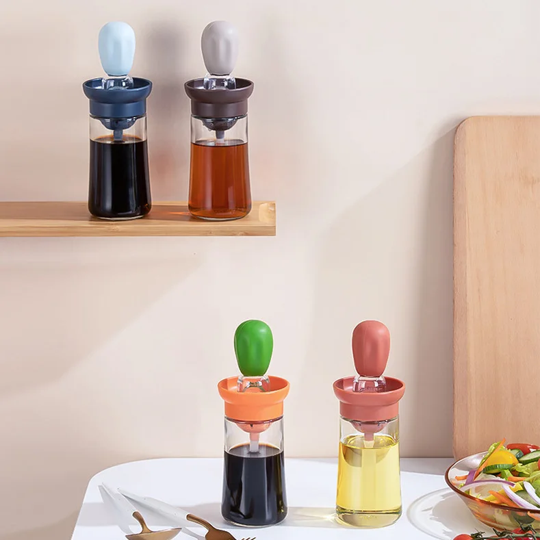 Glass Olive Oil Dispenser Brush 2 In 1 Portable Oil Dispenser Silicone Brush High Quality Oil