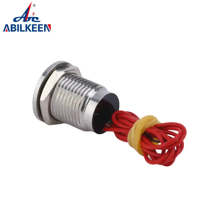12mm Flat Head 2A Momentary Function Electric IP68 Flat Head 1No 2A Stainless Steel Momentary Wired Lead Piezo Switch