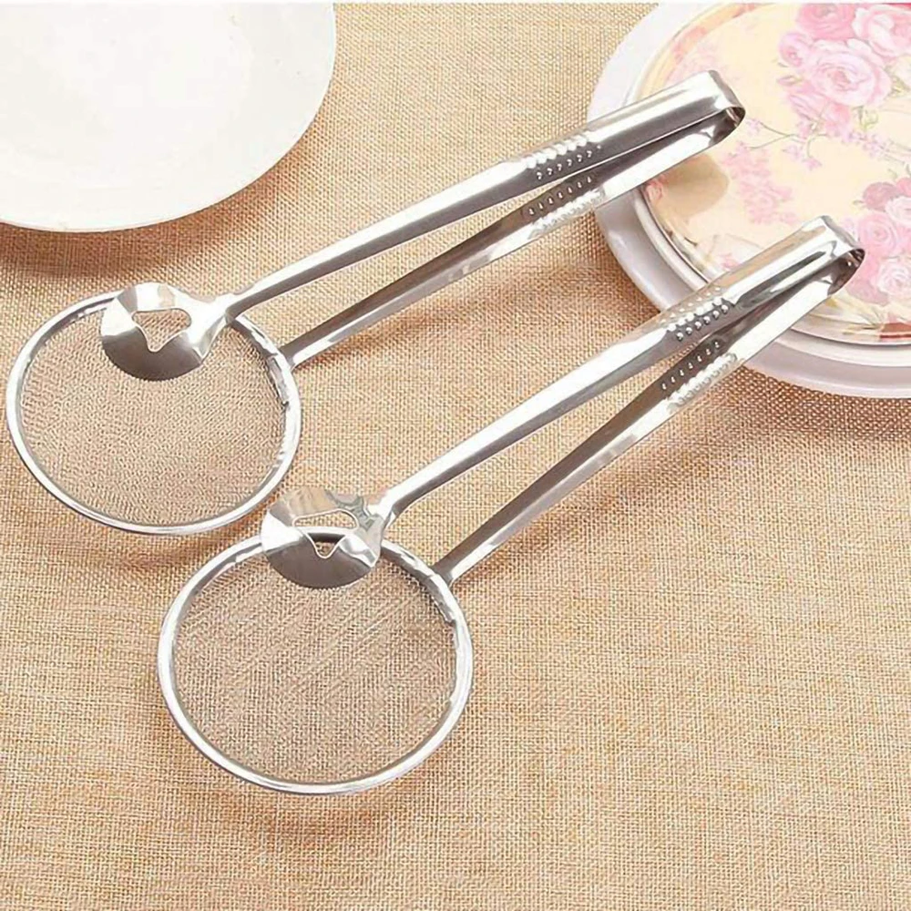 Stainless Steel Oil Frying Food Serving Tongs Mesh Strainer Food Tong Clip  for Kitchen