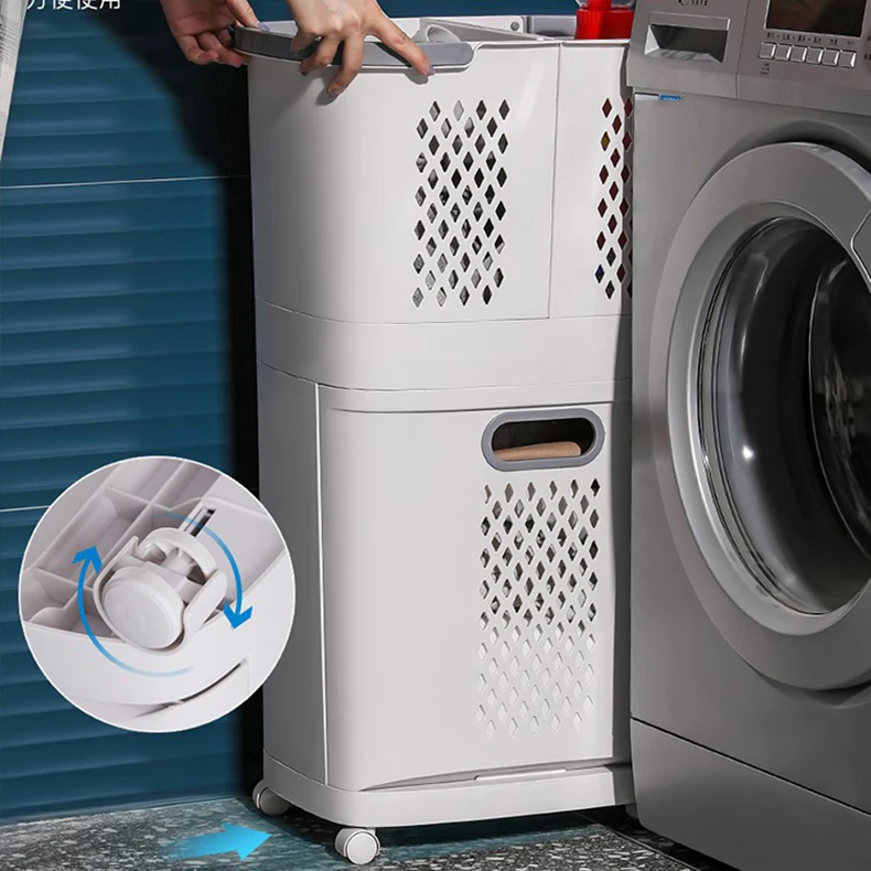 New Design Product Baskets Bathroom Organizer Storage Holders & Racks Rolling Plastic Laundry Storage Basket supplier