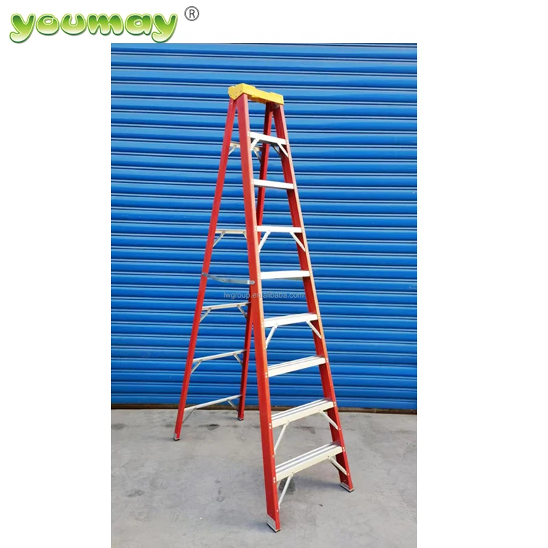 Fiber Glass Ladder  Simple Side Ladder with Plastic Tool Tray on the Top Folding Ladder