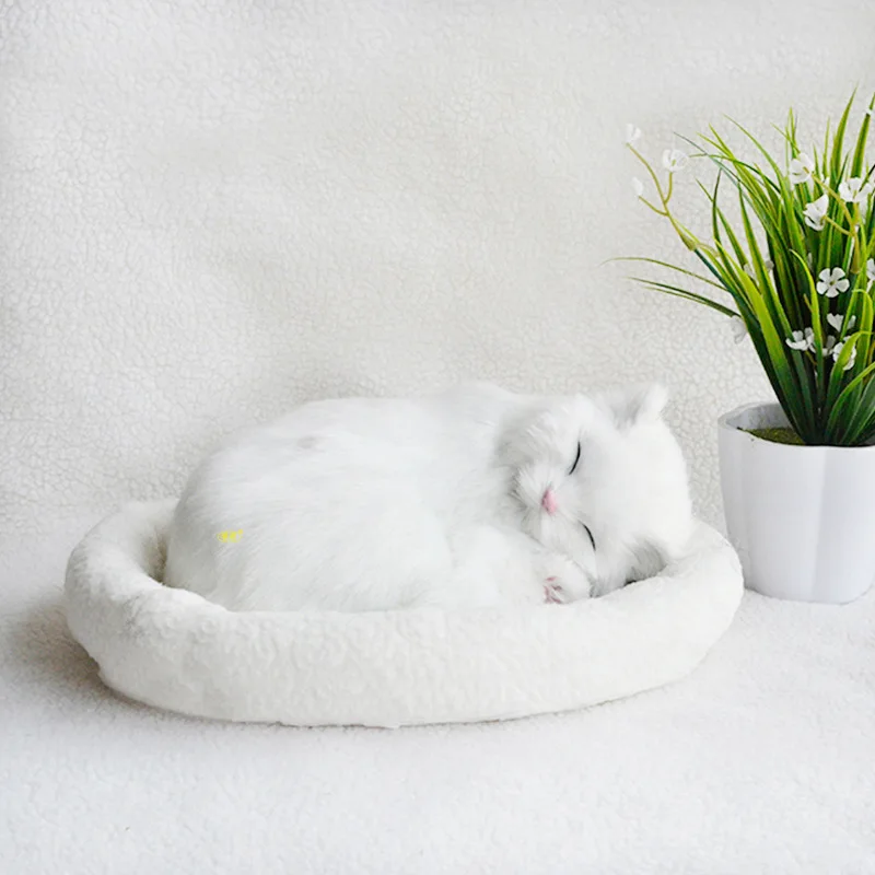 Factory Directly Sale Simulation Fur Customized Stuffed&plush Toys Animal  Special Birthday Gifts Sleeping Breathing Purring Cat