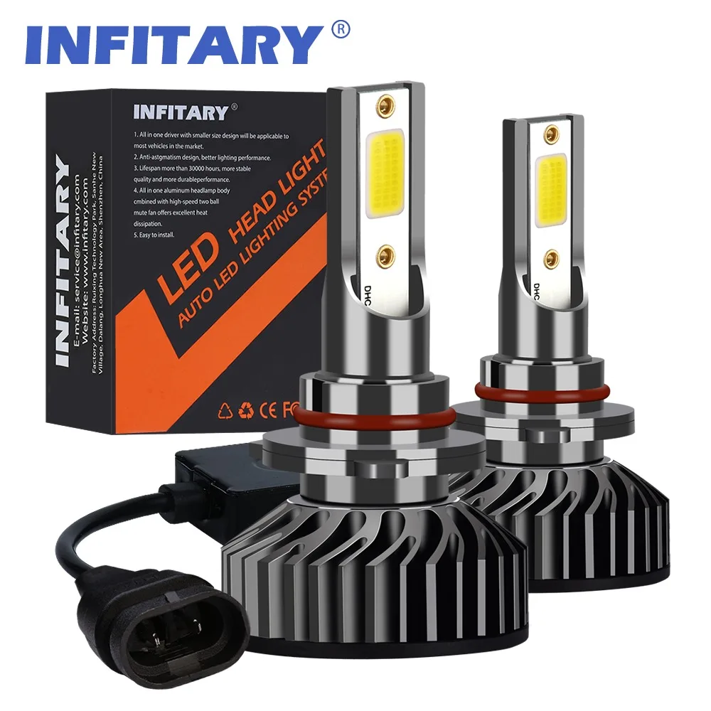Infitary Support Customized COB Chips Car LED Light H1 H3 H4 H7 H11 9005 9006 Auto Car LED Canbus Headlight Bulb