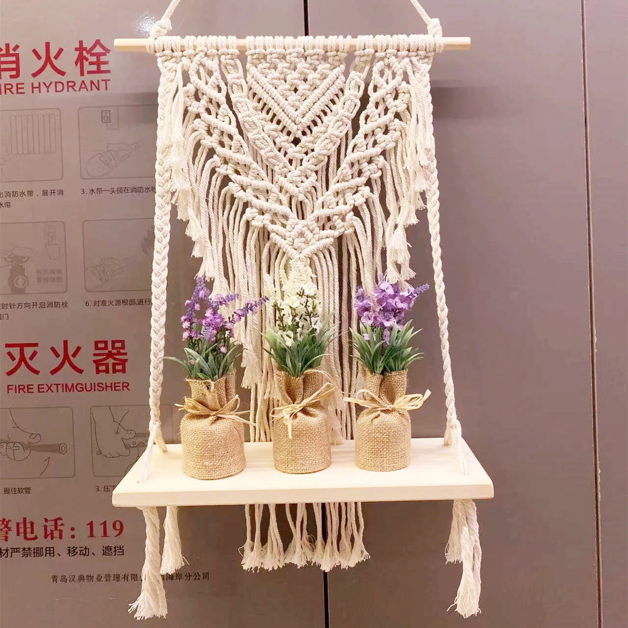 E-007 Свадебный Настенный декор ручной работы хлопковый шнур Тканый гобелен макраме настенная полка украшение