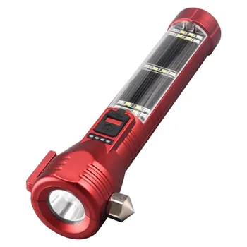 RTS Multifunctional 8 In 1 Safety Hammer  LED Torch Light Solar Power Usb Charging Escape Rescue Outdoor Emergency Flashlight