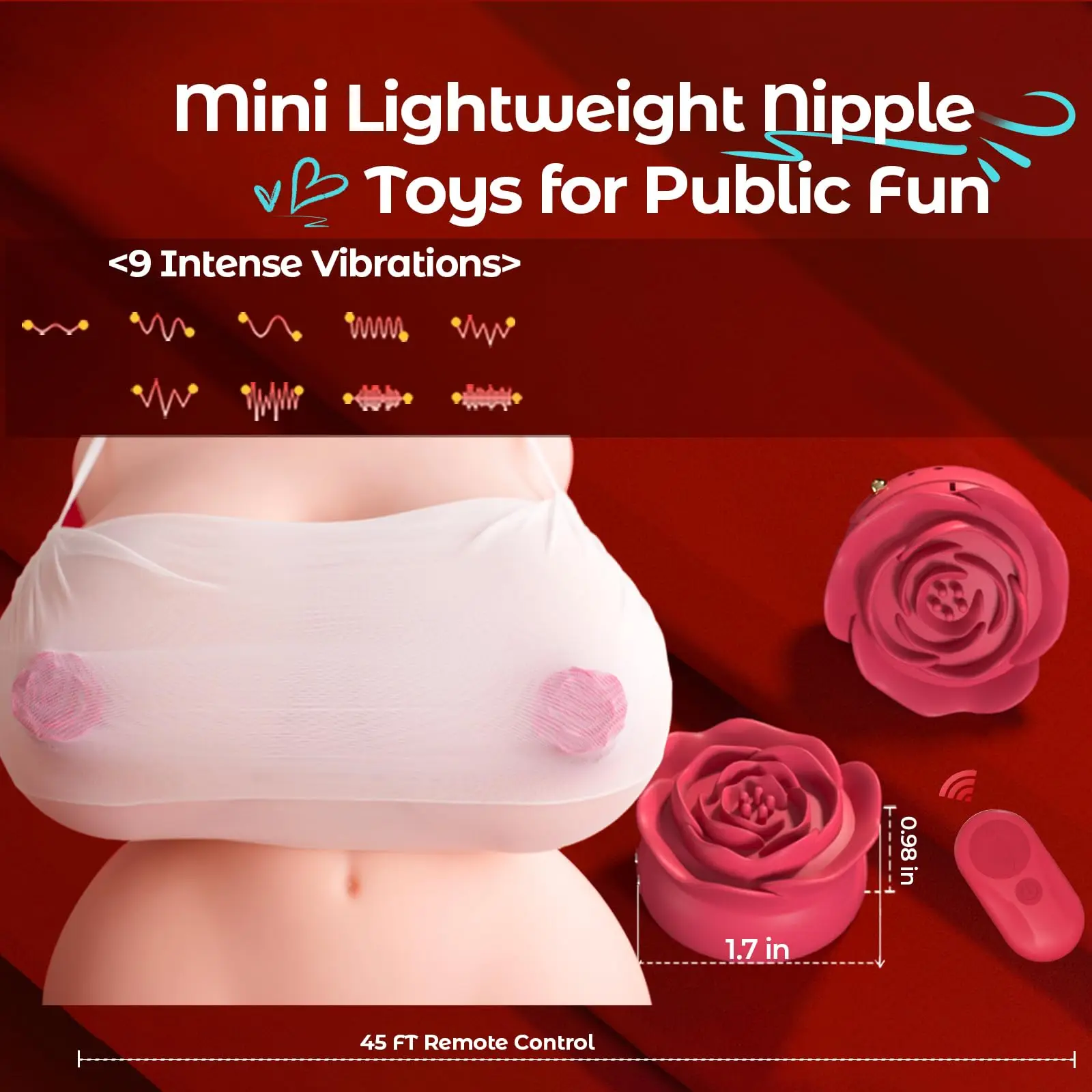 Remote Control Silicone Vibrating Nipple Clamps Female BDSM Sex Toys Mini Invisible Adjustable Women Nipple Clamps Rose Vibrator