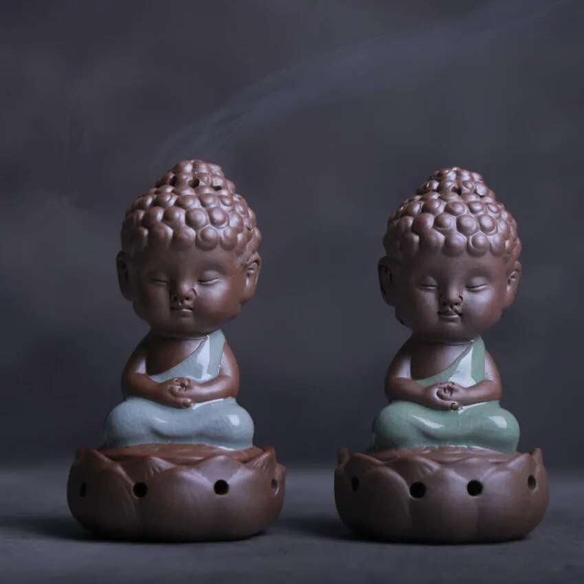 The Little Monk Censer Use in Home Teahouse Creative Home Decor Small Buddha Incense Holder Backflow Incense Burner