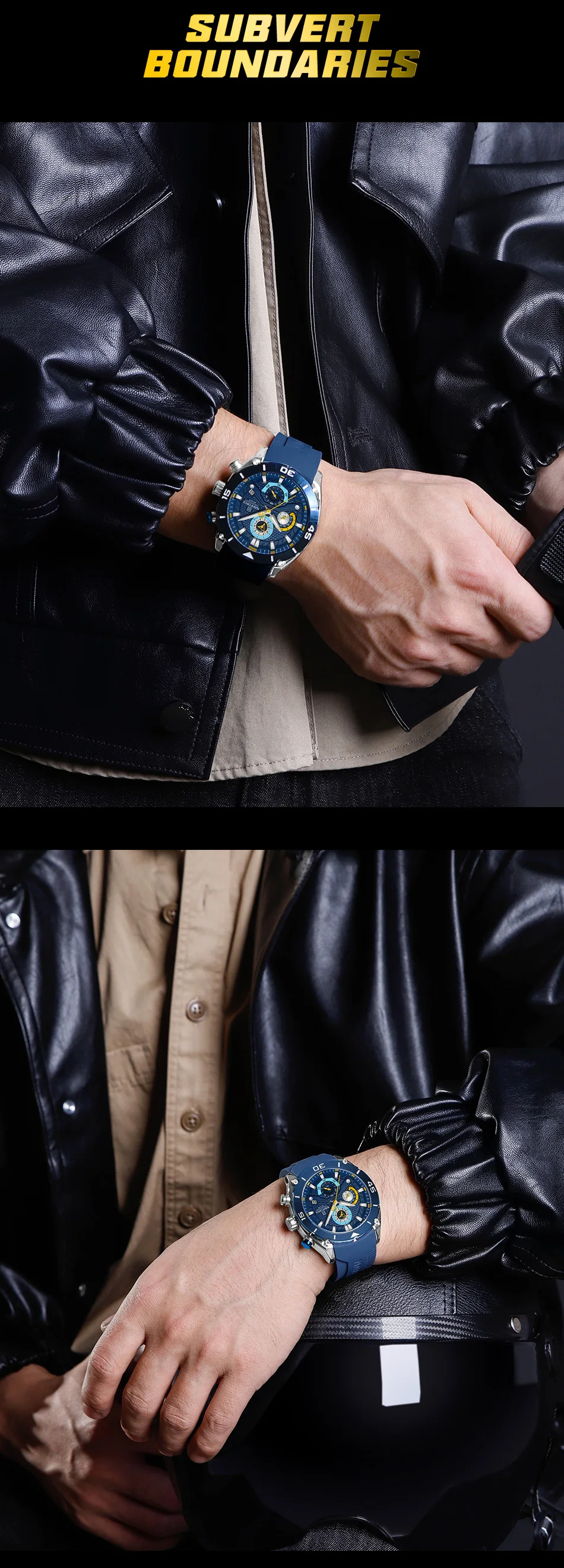 NAVIFORCE NF8038 Brand New Fashion Watches for Men Sports Chronograph Quartz Wristwatches Waterproof Luminous Clock