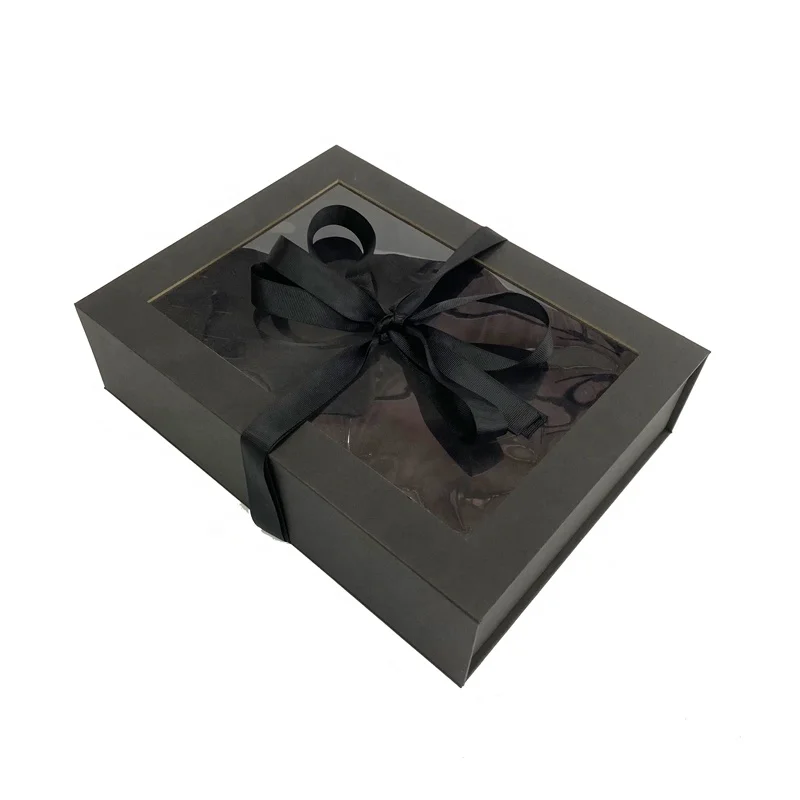 Роскошная высококачественная прозрачная подарочная упаковочная коробка с логотипом на заказ лентой и прозрачным окошком из