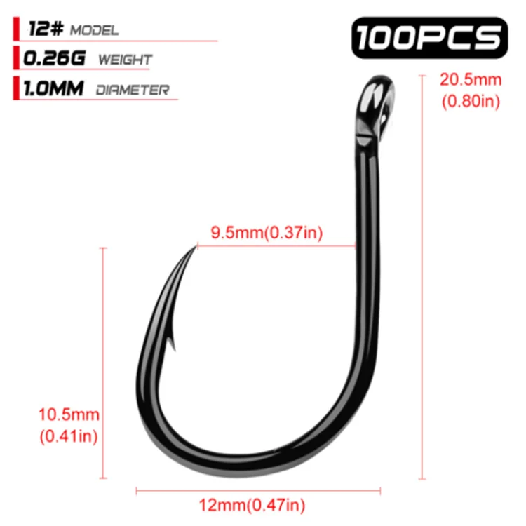 200pcs sliver wacky hook high carbon Steel worm fishing hooks for sea fishing