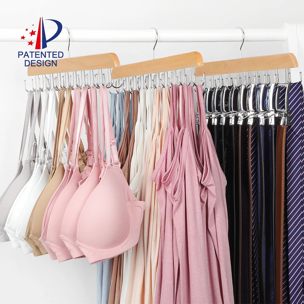 LINDON Patented Design 20 Hooks Capacity Space Saving Foldable Hanger for Tank Top Bra Scarf Belt Tie