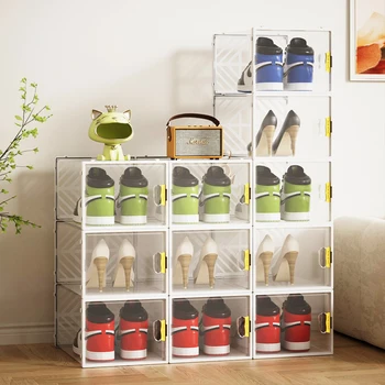 New arrival Foldable Shoe Organizer Transparent Plastic Shoe Sneaker Box