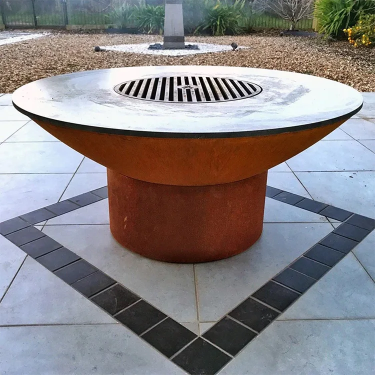 XL SIZE CORTEN Steel Outdoor Wood / Charcoal Hibachi BBQ Grill Kitchen –  SDI Factory Direct Wholesale