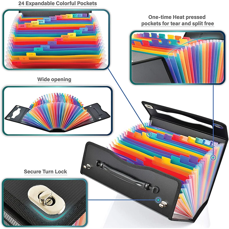 Customized A4 Size Zip Expanding Leather Portfolio File Folder
