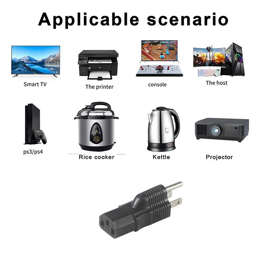 Portable US Power Adapter Kettle C13 to US American 3 Pin AC Plug American Approval AC US Power Converter