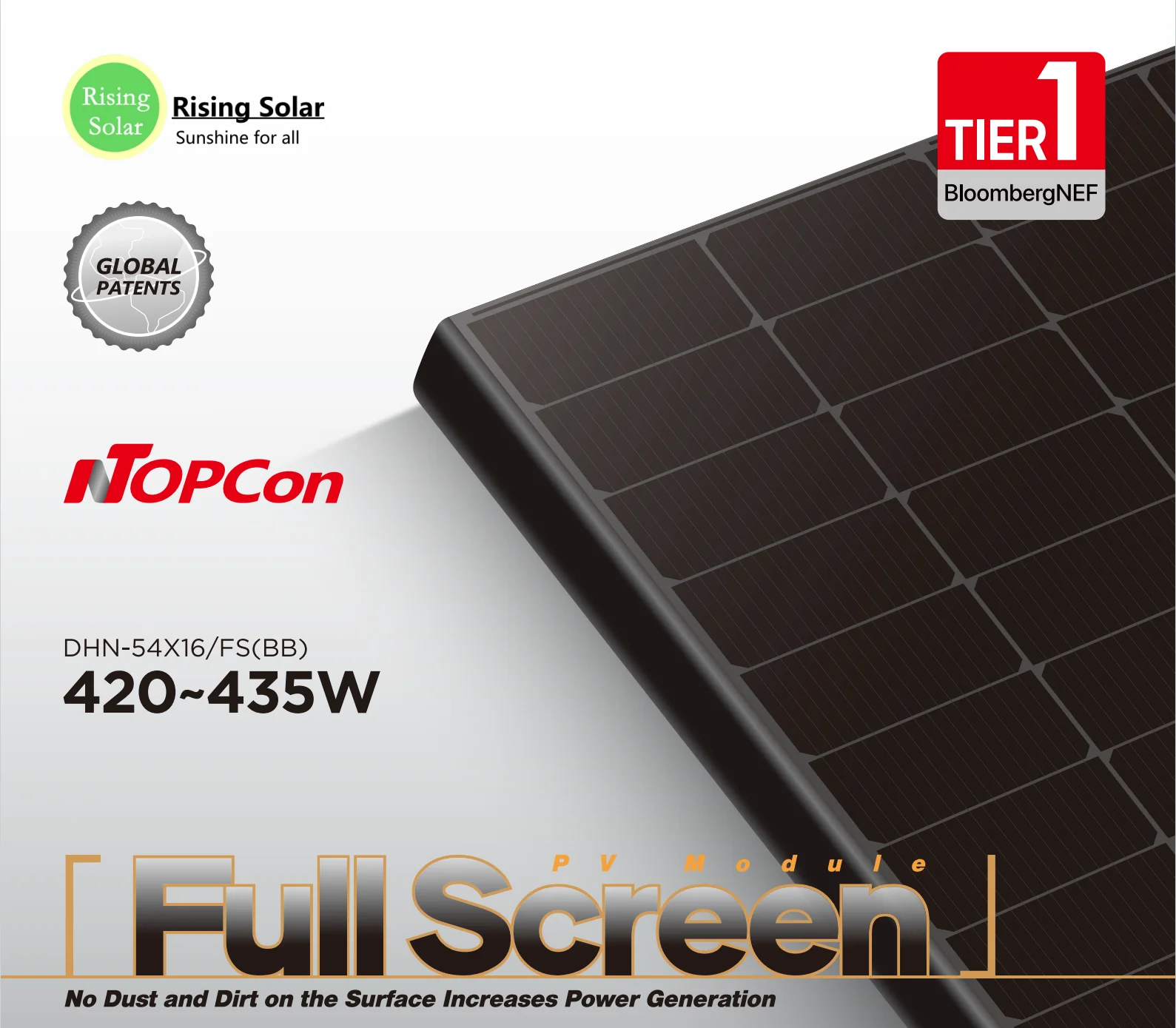 Rising W N Type Topcon All Black Full Screen Pv Module Eu Warehouse