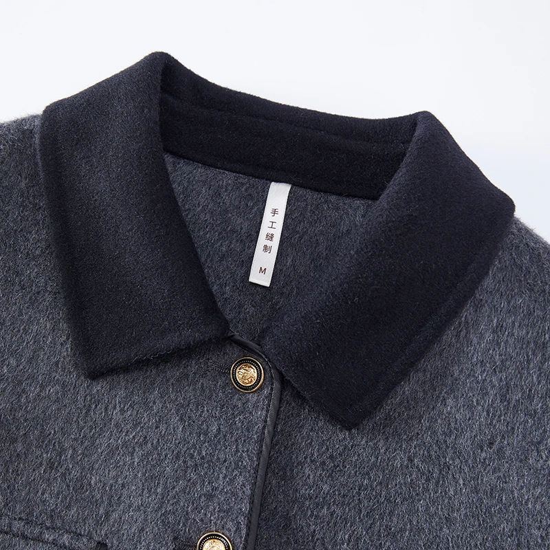 Women Autumn New Fashion Blend Short Blazer Coat Vintage Long Sleeve Female Outerwear Chic Femme