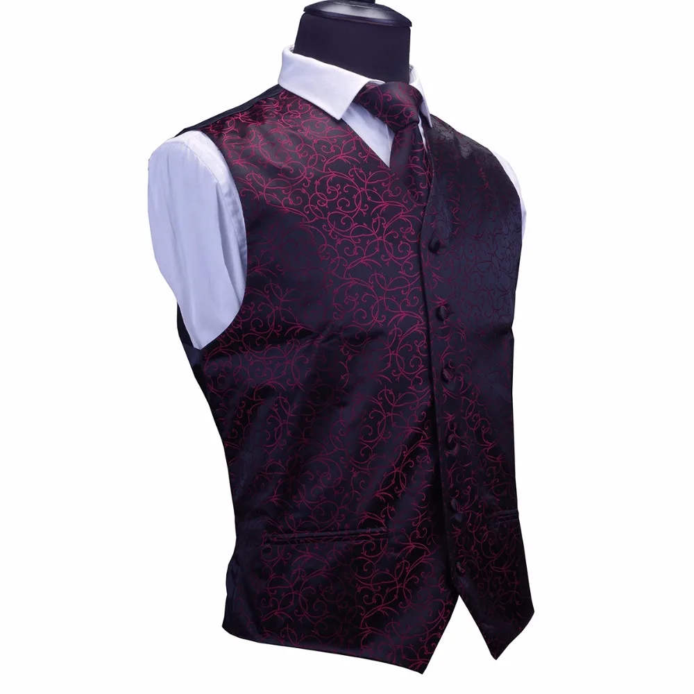 Mens Floral Waistcoats Quality Men Vest Necktie Handkerchief Set Fit  Slim Coletes Chaleco Hombre for Business Party Wedding