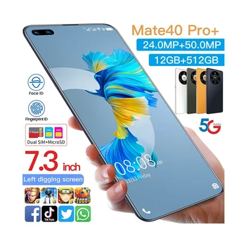 Hot Selling MATE 40 PRO+ original 12gb+512gb 24MP+50MP face unlock full Display Android 10.0 Cell Phone Smart Mobile Phone