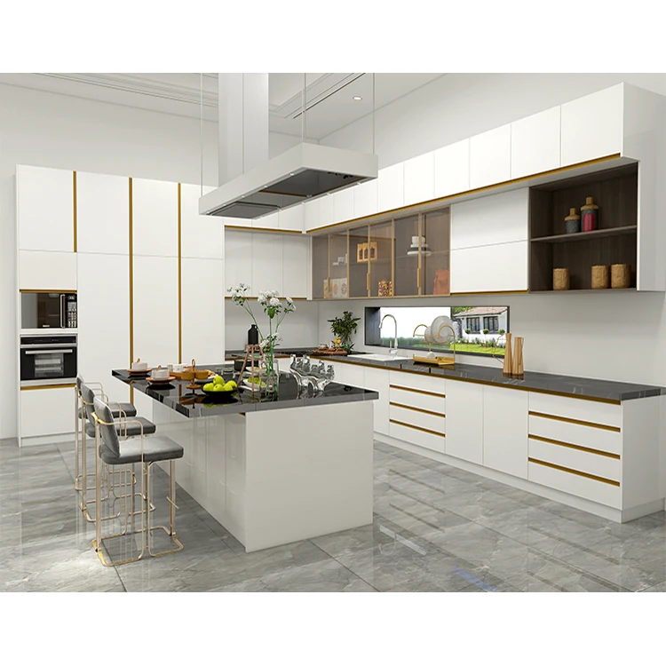 Modern gloss finish mdf wood cupboard cabinet furniture set 