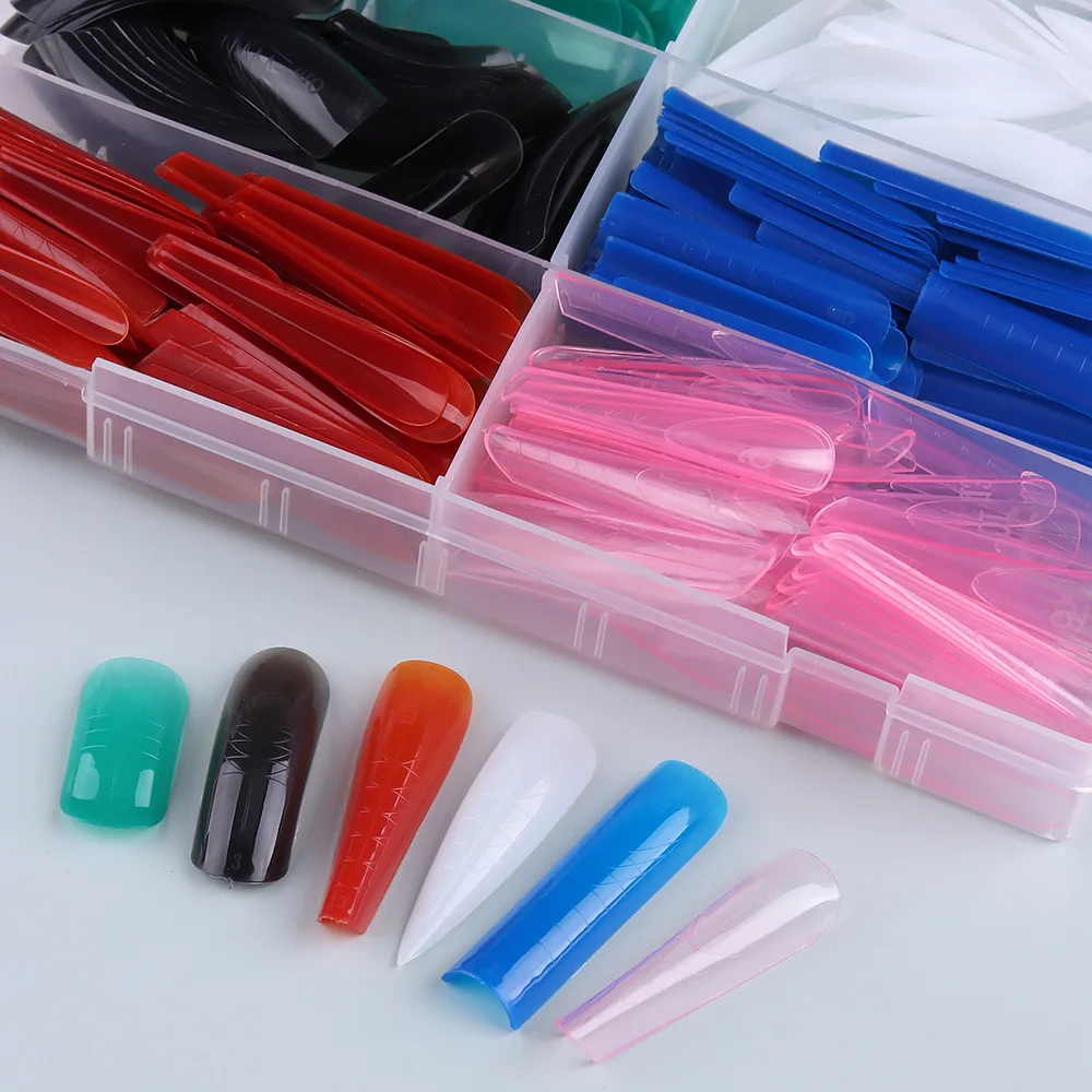 288Pcs High Quality Transparent Nail Forms Full Cover Colors 12 Styles Nail Dual Forms French Pink