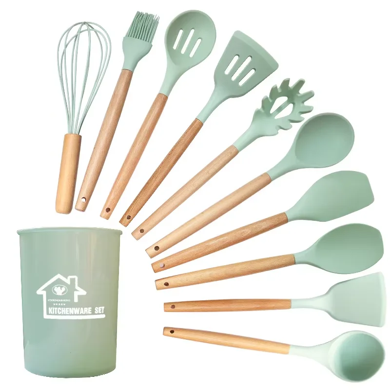 product customized wholesale high quality silicone kitchen utensils set high temperature spatula spoon silicone spatula kitchenware set-4