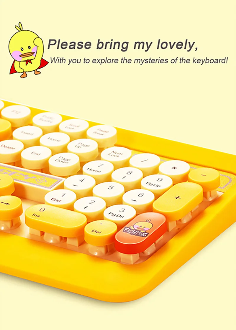 Wireless Vintage Round Gaming Keyboard Mouse Set with Mat for PC