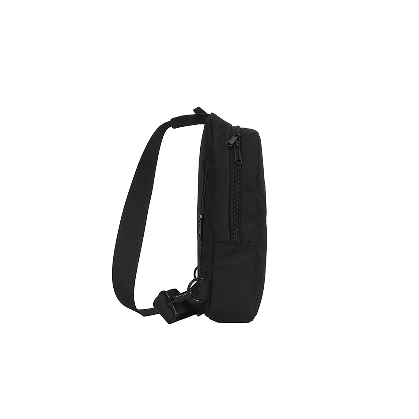 product wholesale casual style fanny pack sports waist belt bag crossbody chest bag for couples polyester material black zipper closure-4