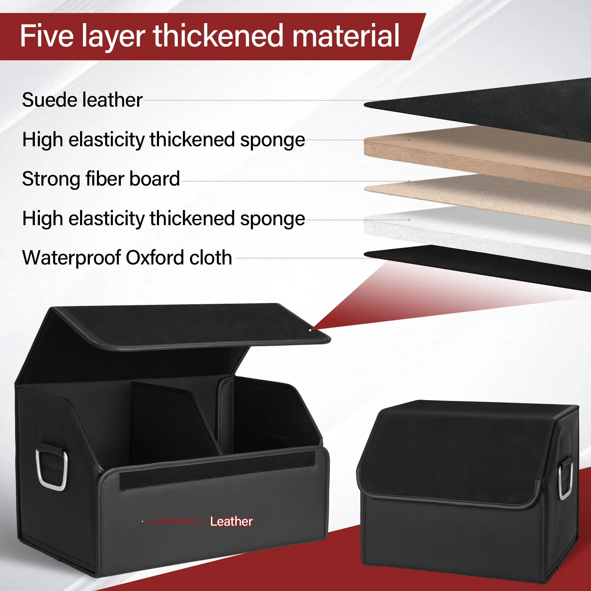 Factory Custom Leather Trunk Organizer, Large Soft Car Organizers Storage,foldable,with Lip, for Car SUV/Jeep/Sedan/Home/Camping