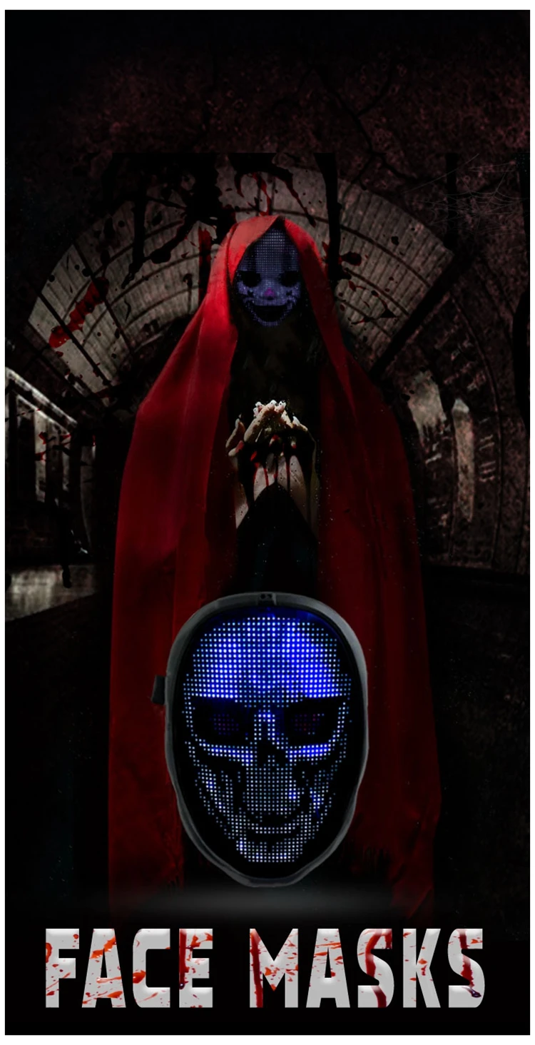 Coolrabbie App Controlled Halloween Mask Waved Induction Luminous Party