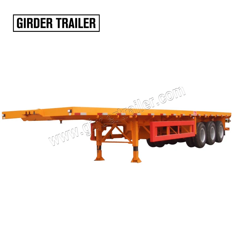 Flat Bed Tri Axle 40 Foot 40 Ton  Flat Rack Container Flatbed Tractor Trailer Decking Truck with Bamboo Bland