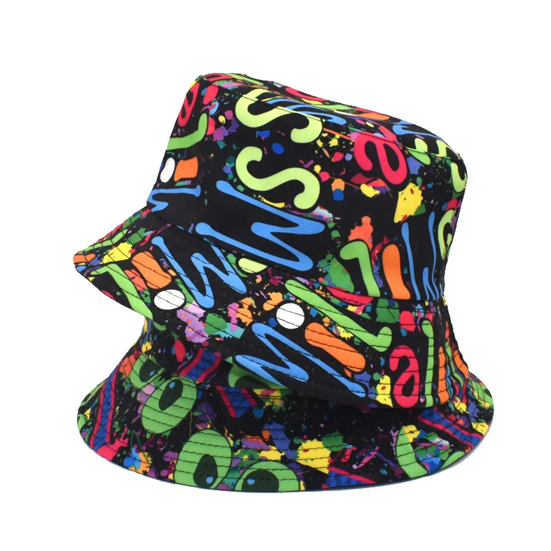 printing reversible fisherman hat leisure basin hat men women outdoor sun hat