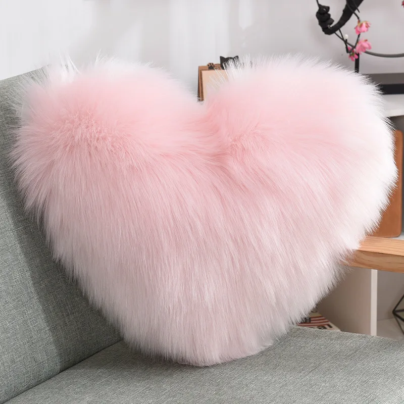 Aoyatex creative heart-shaped plush throw pillow cushion Cushion with core sofa waist cushion office seat wool pillow details