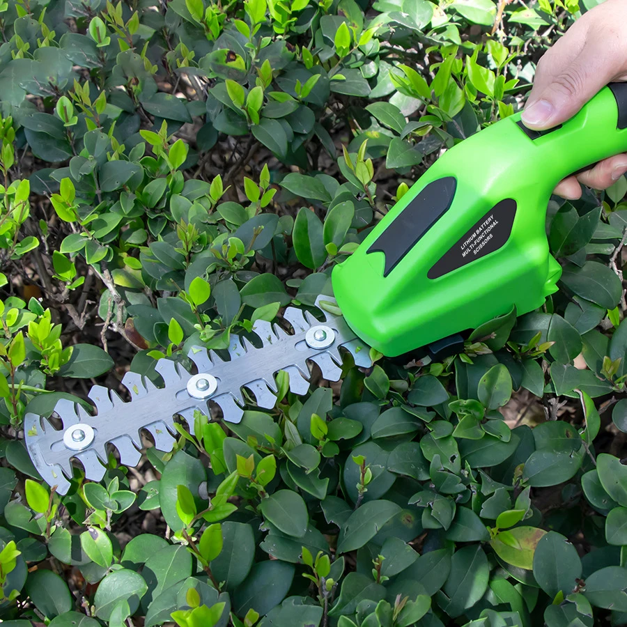 Battery Powered 2 In 1 Electric Cordless Hand Held Grass Shear Hedge Trimmer Shrubbery Clipper 2002