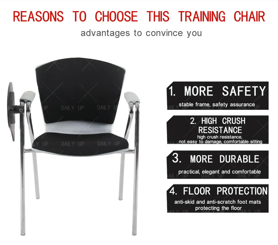 Padded Training Chair With Folding Tablet And Cushion Office Chair With Armrests 2024 New Design For Lecture Meeting Conference