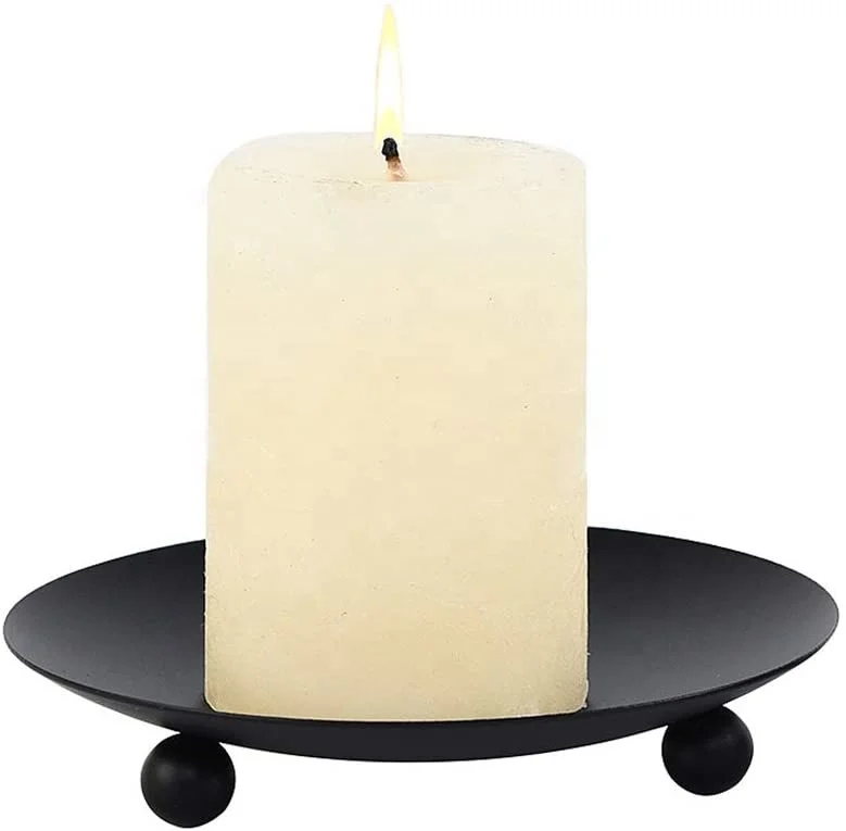 Set of 2 Iron Plate Candle Holder Decorative Simple Candle Stand for Romantic Weddings Decoration