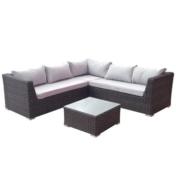 Modern Design Outdoor Furniture Garden Wicker Corner Sofa Set Quality Rattan Garden Furniture 4-Piece Sectional Set