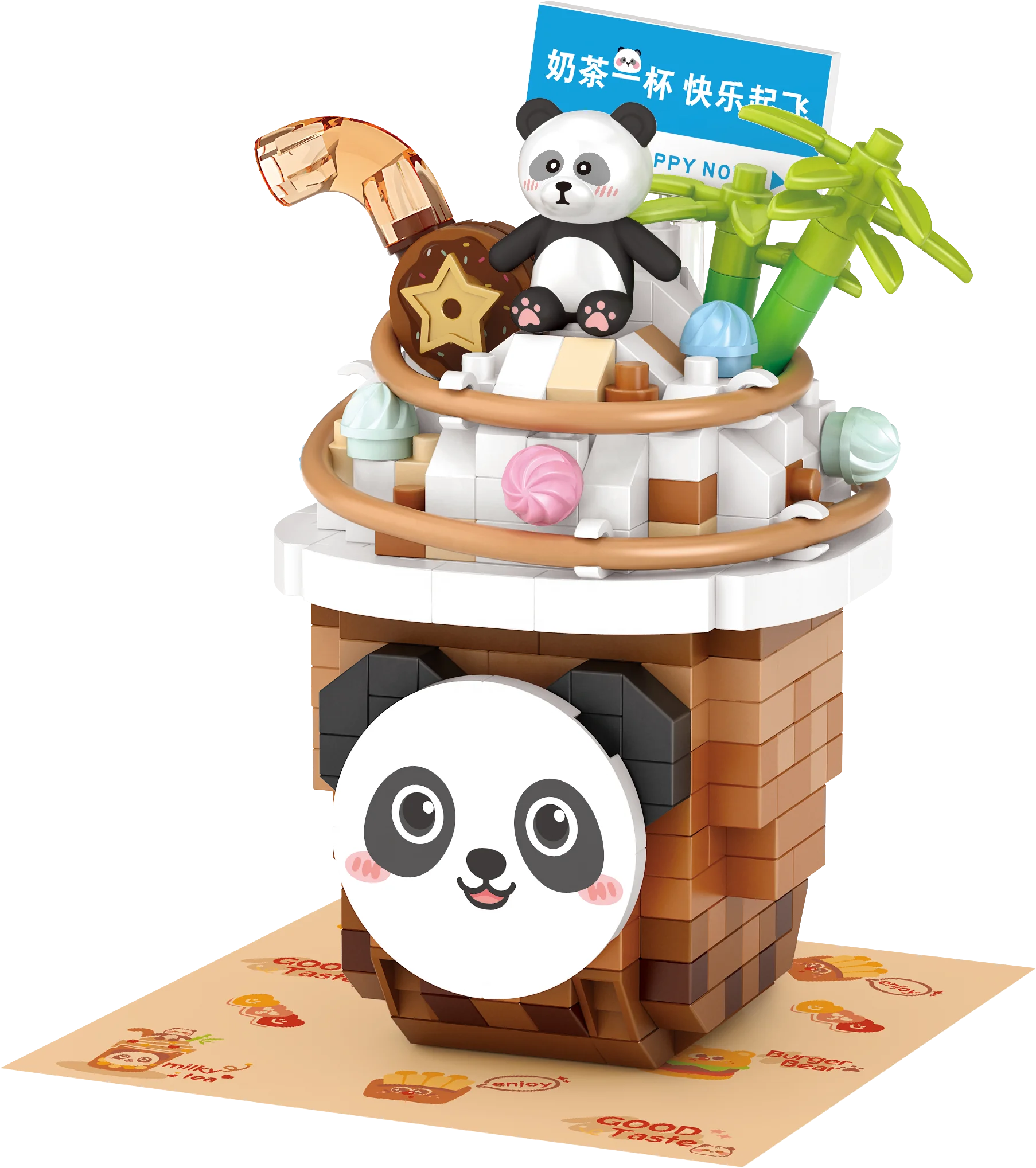 LOZ Mini Building Block DIY Summer Cold Drink Panda Snow Top Milk