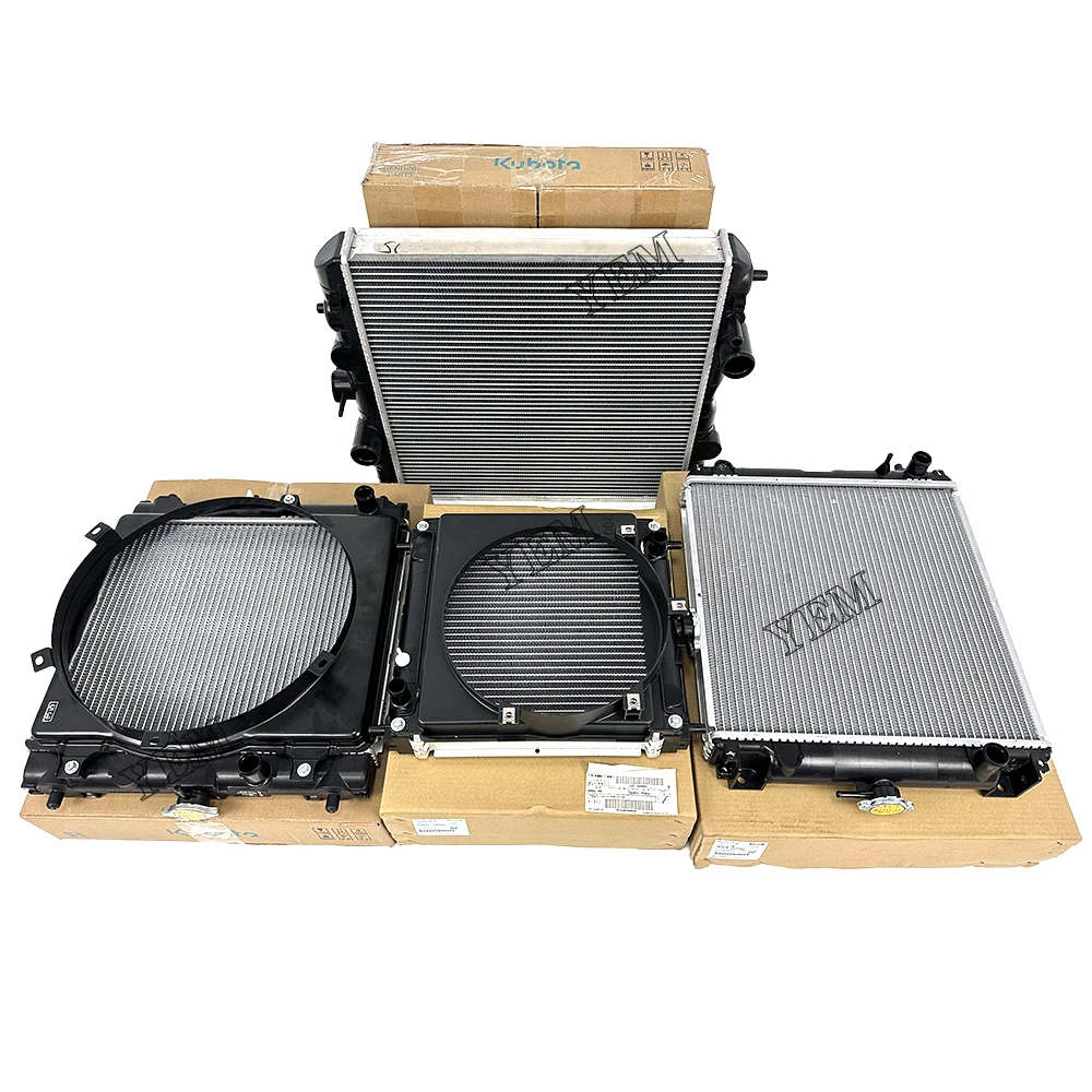 Large Stock Radiator V1702 V1903 V1902 V2003 for Kubota V2403 V2203 V1505 V2607 V3300 V3307 V3600 V3800 Engine Spare Parts