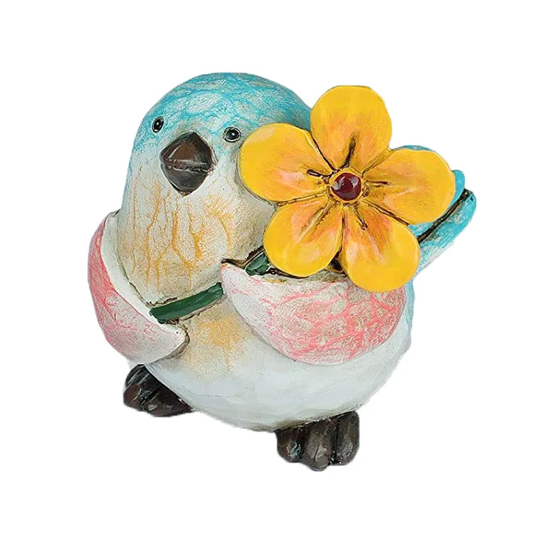 新しい1個入りカラフルな鳥の置物、花付き、鳥の装飾ギフト、手描きの