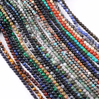Wholesale 4 6 8 10 12mm Natural Stone Beads Gemstone Jasper Tiger Eye Lava Loose Beads For Jewelry DIY Making