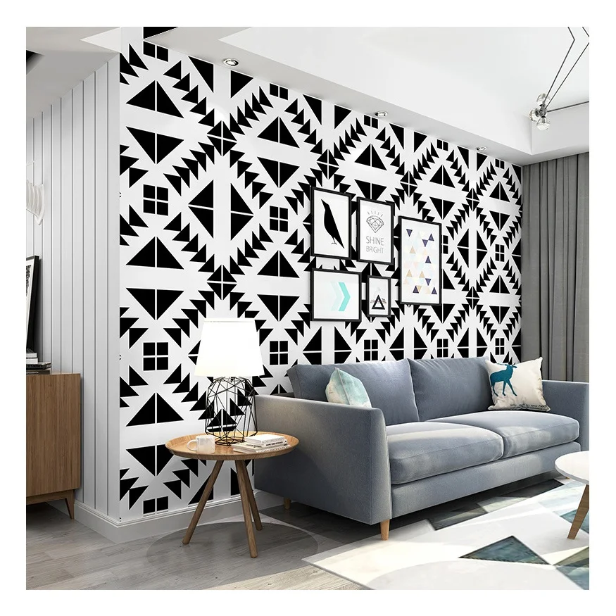 Wallpaper 3d Hitam Putih Geometris Kertas Dinding Pvc Dekorasi Ruang Tamu Rumah Buy Kertas Dinding 3d Kertas Dinding 3d Wallpaper Kertas Dinding 3d Dekorasi Rumah Product On Alibaba Com