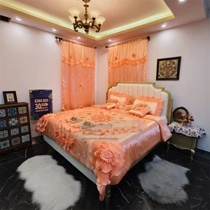 10pcs Luxury Duvet with Curtains Wedding Comforter Bedding Set Warm Comforter Lace Princess Quilt in Stock