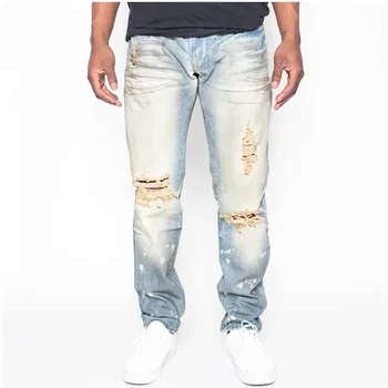 OEM High Quality Vintage Japanese Salvage Denim Pants for Men Ripped Plus Size Jeans for Adults Washed Technique-267