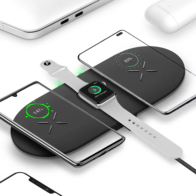 3 in 1 Fast Wireless Charger Charging Pad for apple Watch 9 8 7 6 5 4 3 2 1 and Smart Phones