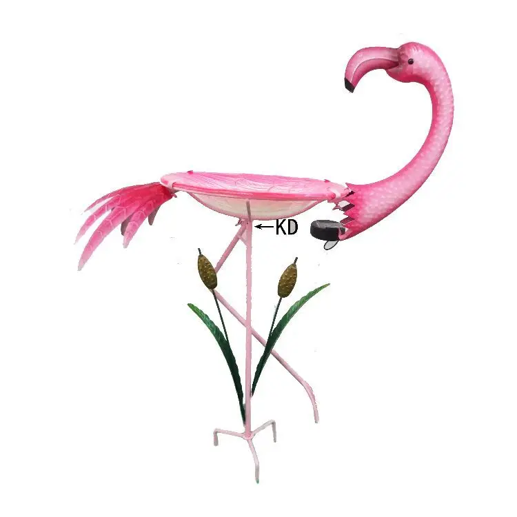 Liffy Flamingo bird bath Outdoor Hand-painting Glass Metal Bird Bath Bird Feeder Stake