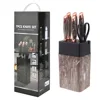 Wood grain gray knife set of seven pieces