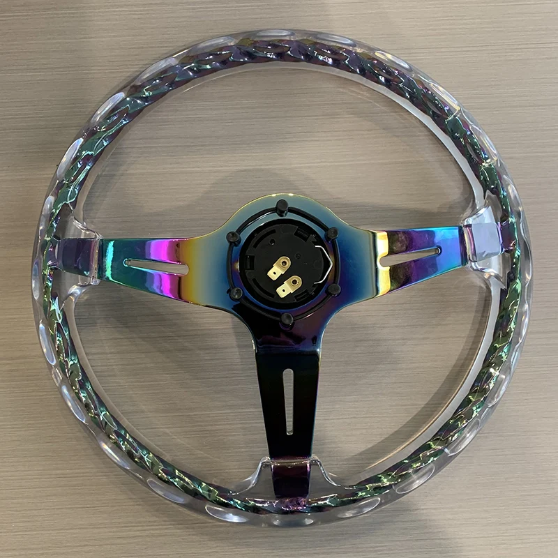 350mm Hitman Twister Steering Wheel - Clear Acrylic Neo-chrome