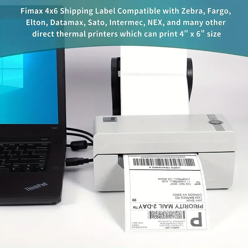 High Visibility Thermal Adhesive Waterproof Recyclable Paper Stickers 100*150 mm Thermal Labels for Shipping Packaging