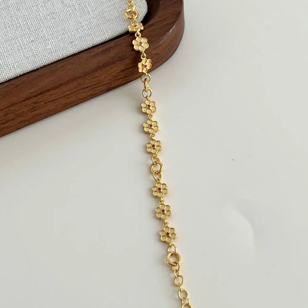 KAKODIY fashionable gold-plated adjustable personalized luxury customized 925 sterling silver women's six-leaf clover cherry blossom bracelet detail 1
